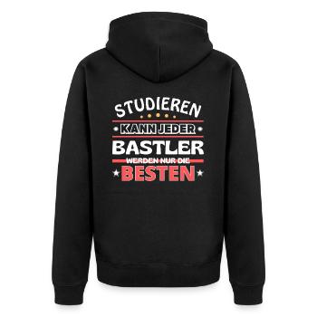Nur die Besten werden Bastler - Unisex Premium Bio Zip Hoodie - Schwarz - Hinten - Nico (187cm)