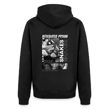 Gardien de reptiles streetwear en python réticulé - Veste à capuche bio Premium Unisexe - noir - Dos - Nico (187cm)