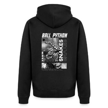 Ball Python Modern Streetwear Reptilienpfleger - Unisex Premium Bio Zip Hoodie - Schwarz - Hinten - Nico (187cm)
