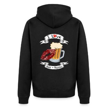 Bier und Bussies - Unisex Premium Bio Zip Hoodie - Schwarz - Hinten - Nico (187cm)