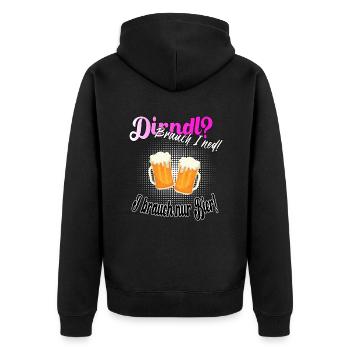 Dirndl? Brauch I ned - Unisex Premium Bio Zip Hoodie - Schwarz - Hinten - Nico (187cm)