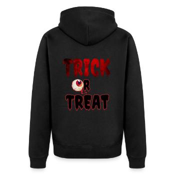 Süßes oder Saures - Unisex Premium Bio Zip Hoodie - Schwarz - Hinten - Nico (187cm)