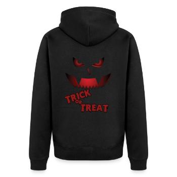 Süßes oder Saures - Unisex Premium Bio Zip Hoodie - Schwarz - Hinten - Nico (187cm)
