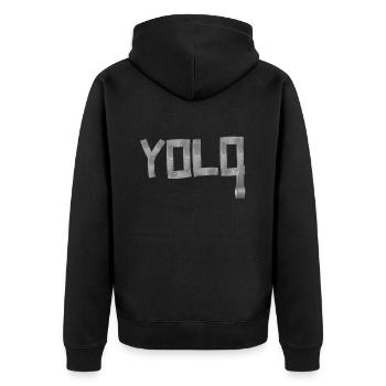 Yolo - Unisex Premium Organic Zip Hoodie - black - Back - Nico (187cm)