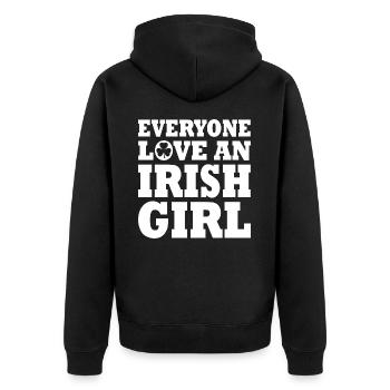Everyone loves an irish girl - Unisex Premium Bio Zip Hoodie - Schwarz - Hinten - Nico (187cm)