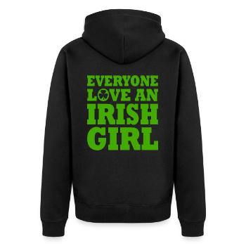 Everyone loves an irish girl - Unisex Premium Bio Zip Hoodie - Schwarz - Hinten - Nico (187cm)