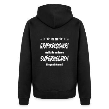 Ich bin Grafikdesigner weil alle anderen... - Unisex Premium Bio Zip Hoodie - Schwarz - Hinten - Nico (187cm)