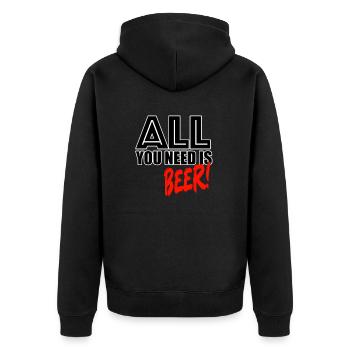 All you need is beer - Unisex Premium Organic Zip Hoodie - black - Back - Nico (187cm)