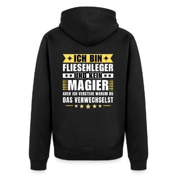 Ich bin Fliesenleger und kein Magier - Unisex Premium Bio Zip Hoodie - Schwarz - Hinten - Nico (187cm)