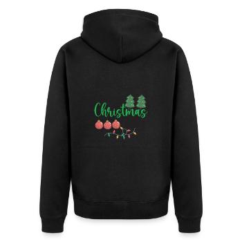 crazy Christmas lady - Unisex Premium Organic Zip Hoodie - black - Back - Nico (187cm)