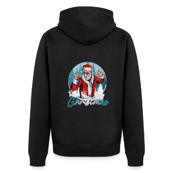 dancing Santa - Unisex Premium Bio Zip Hoodie - Schwarz - Hinten - Nico (187cm)