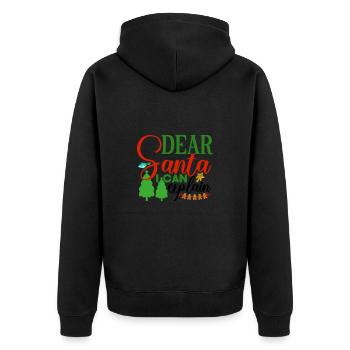 Dear Santa I can explain - Unisex Premium Bio Zip Hoodie - Schwarz - Hinten - Nico (187cm)
