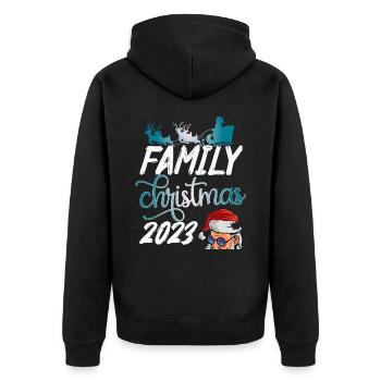 Family Christmas 2023 - Unisex Premium Bio Zip Hoodie - Schwarz - Hinten - Nico (187cm)