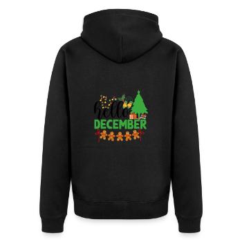 Hello December - Unisex Premium Bio Zip Hoodie - Schwarz - Hinten - Nico (187cm)
