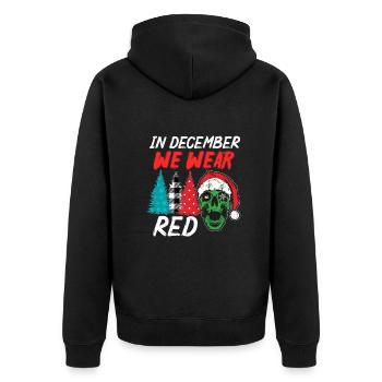 En décembre, nous portons du rouge - Veste à capuche bio Premium Unisexe - noir - Dos - Nico (187cm)