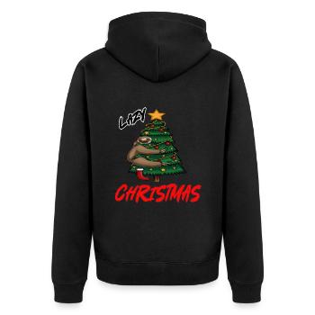 Lazy Christmas - Unisex Premium Bio Zip Hoodie - Schwarz - Hinten - Nico (187cm)