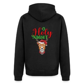 O Holy Night - Unisex Premium Bio Zip Hoodie - Schwarz - Hinten - Nico (187cm)