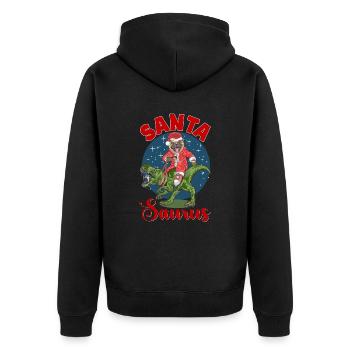 Santa Saurus - Unisex Premium Bio Zip Hoodie - Schwarz - Hinten - Nico (187cm)