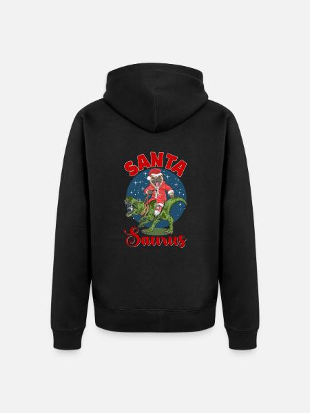 Santa Saurus - Unisex Premium Organic Zip Hoodie - black