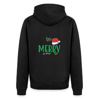 One Merry Teacher - Unisex Premium Bio Zip Hoodie - Schwarz - Hinten - Nico (187cm)