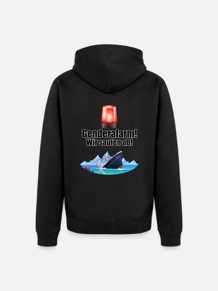 Genderalarm - Unisex Premium Bio Zip Hoodie - Schwarz