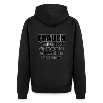 Frauen, die mich mögen... - Unisex Premium Bio Zip Hoodie - Schwarz - Hinten - Nico (187cm)