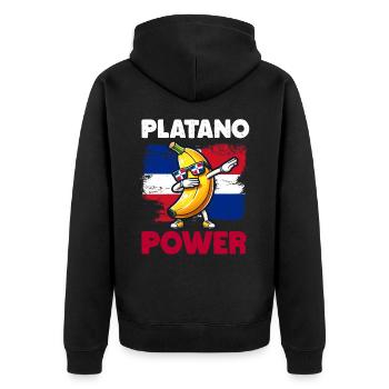 Dominican Republic Platano Power Flag for Kids - Unisex Premium Organic Zip Hoodie - black - Back - Nico (187cm)
