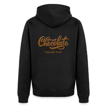 Chocolat Naturellement Sucré Fière Noir Femme - Veste à capuche bio Premium Unisexe - noir - Dos - Nico (187cm)