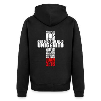 Porque de tal manera amo Dios al Mundo - Unisex Premium Organic Zip Hoodie - black - Back - Nico (187cm)
