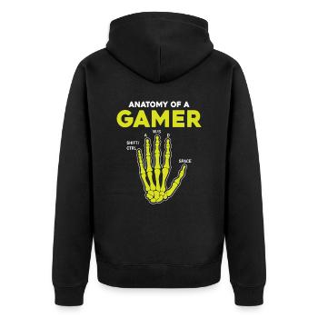 Anatomie d’un joueur – Fun Gaming Design - Veste à capuche bio Premium Unisexe - noir - Dos - Nico (187cm)