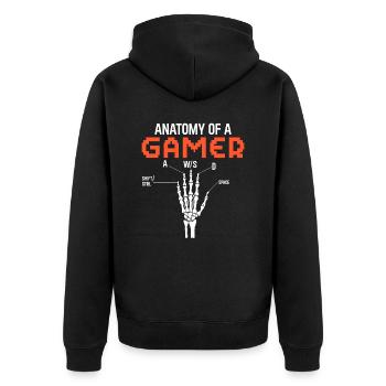 Anatomie d’un joueur – Fun Gaming Design - Veste à capuche bio Premium Unisexe - noir - Dos - Nico (187cm)
