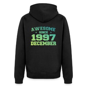 Anniversaire Décembre 1997 - Cadeau Decembre 1997 - Veste à capuche bio Premium Unisexe - noir - Dos - Nico (187cm)