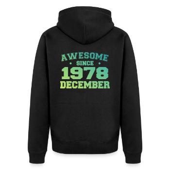 Anniversaire Décembre 1978 - Cadeau Decembre 1978 - Veste à capuche bio Premium Unisexe - noir - Dos - Nico (187cm)