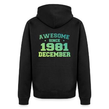 Anniversaire Décembre 1981 - Cadeau Decembre 1981 - Veste à capuche bio Premium Unisexe - noir - Dos - Nico (187cm)