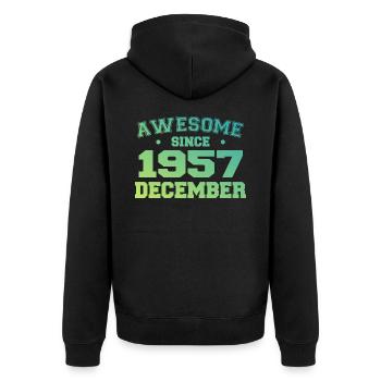 December 1957 Birthday - December 1957 Gift - Unisex Premium Organic Zip Hoodie - black - Back - Nico (187cm)