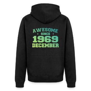 Anniversaire Décembre 1969 - Cadeau Decembre 1969 - Veste à capuche bio Premium Unisexe - noir - Dos - Nico (187cm)