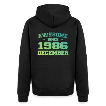 December 1986 Birthday - December 1986 Gift - Unisex Premium Organic Zip Hoodie - black - Back - Nico (187cm)