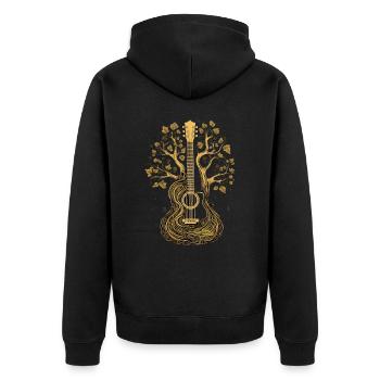 Guitare en bois avec arbre – Music & Nature Design - Veste à capuche bio Premium Unisexe - noir - Dos - Nico (187cm)