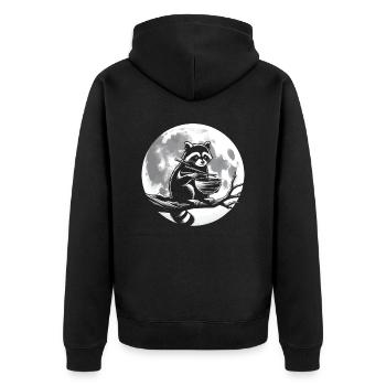 Le raton laveur mange des nouilles instantanées - Motif animalier amusant - Veste à capuche bio Premium Unisexe - noir - Dos - Nico (187cm)