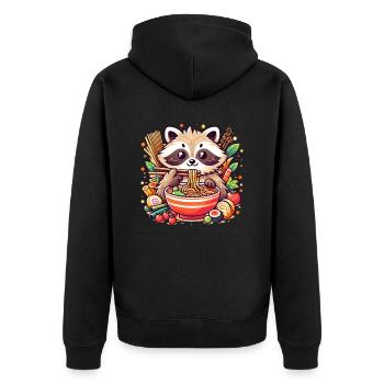 Le raton laveur mange des nouilles instantanées - Motif animalier amusant - Veste à capuche bio Premium Unisexe - noir - Dos - Nico (187cm)