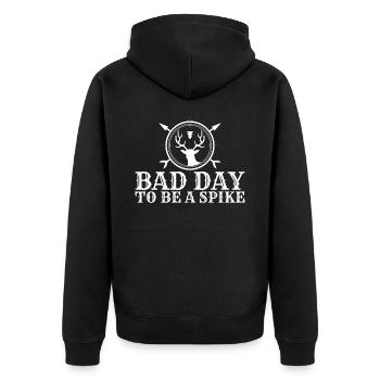 Bad Day to Be a Spike Hunter Hunting Deer - Unisex Premium Organic Zip Hoodie - black - Back - Nico (187cm)