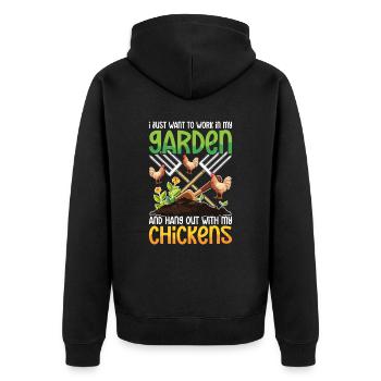 Conception de poulet amusante pour les amoureux du jardin - Veste à capuche bio Premium Unisexe - noir - Dos - Nico (187cm)