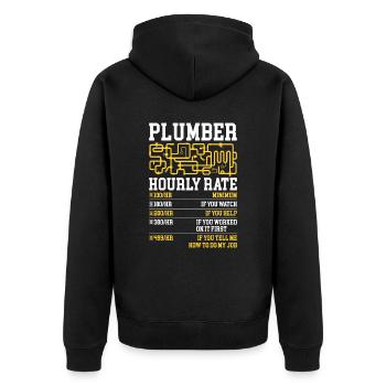 Plombier drôle taux horaire bricoleur plombier - Veste à capuche bio Premium Unisexe - noir - Dos - Nico (187cm)