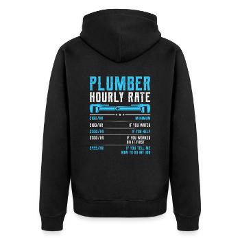 Plombier drôle taux horaire bricoleur plombier - Veste à capuche bio Premium Unisexe - noir - Dos - Nico (187cm)