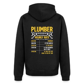 Plombier drôle Taux horaire Bricoleur Plombiers - Veste à capuche bio Premium Unisexe - noir - Dos - Nico (187cm)
