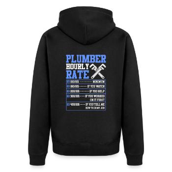 Plombier drôle taux horaire bricoleur plombier - Veste à capuche bio Premium Unisexe - noir - Dos - Nico (187cm)