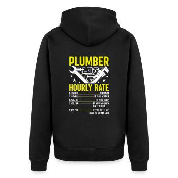 Plombier drôle taux horaire bricoleur plombier - Veste à capuche bio Premium Unisexe - noir - Dos - Nico (187cm)