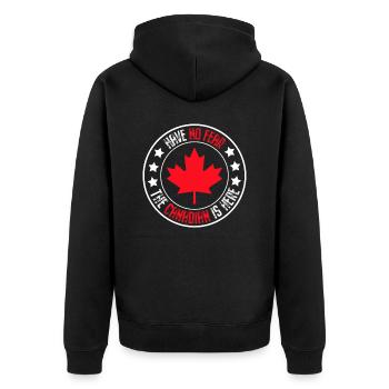 Have No Fear The Canadian Is Here - Unisex Premium Bio Zip Hoodie - Schwarz - Hinten - Nico (187cm)