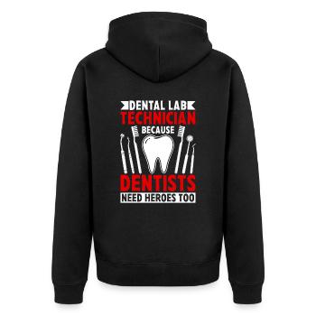 Chemise de technicien dentaire amusante – Heroes of the Dentist - Veste à capuche bio Premium Unisexe - noir - Dos - Nico (187cm)