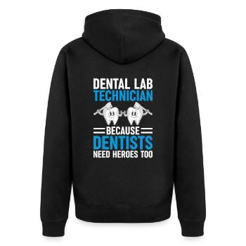 Chemise de technicien dentaire amusante – Heroes of the Dentist - Veste à capuche bio Premium Unisexe - noir - Dos - Nico (187cm)
